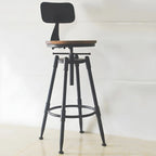 Tabourets de bar pivotants en métal et cuir de style industriel avec dossier