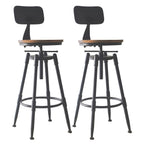 Tabourets de bar pivotants en métal et cuir de style industriel avec dossier
