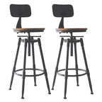 Tabourets de bar pivotants en métal et cuir de style industriel avec dossier