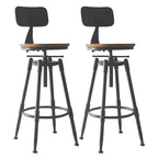 Tabourets de bar pivotants en métal et cuir de style industriel avec dossier