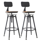 Tabourets de bar pivotants en métal et cuir de style industriel avec dossier