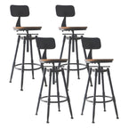 Tabourets de bar pivotants en métal et cuir de style industriel avec dossier