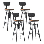 Tabourets de bar pivotants en métal et cuir de style industriel avec dossier