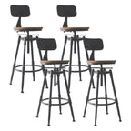 Tabourets de bar pivotants en métal et cuir de style industriel avec dossier