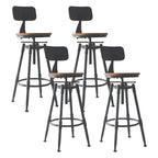 Tabourets de bar pivotants en métal et cuir de style industriel avec dossier
