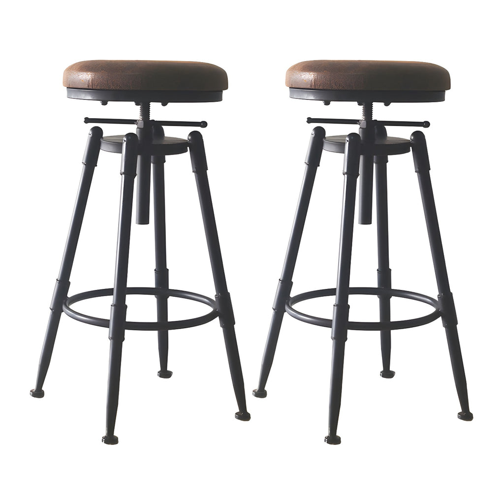 Tabourets de bar pivotants en métal et cuir de style industriel avec dossier