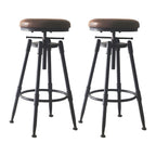Tabourets de bar pivotants en métal et cuir de style industriel avec dossier