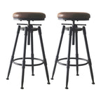Tabourets de bar pivotants en métal et cuir de style industriel avec dossier