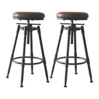 Tabourets de bar pivotants en métal et cuir de style industriel avec dossier