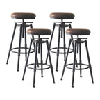 Tabourets de bar pivotants en métal et cuir de style industriel avec dossier