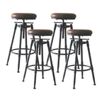 Tabourets de bar pivotants en métal et cuir de style industriel avec dossier