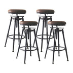 Tabourets de bar pivotants en métal et cuir de style industriel avec dossier