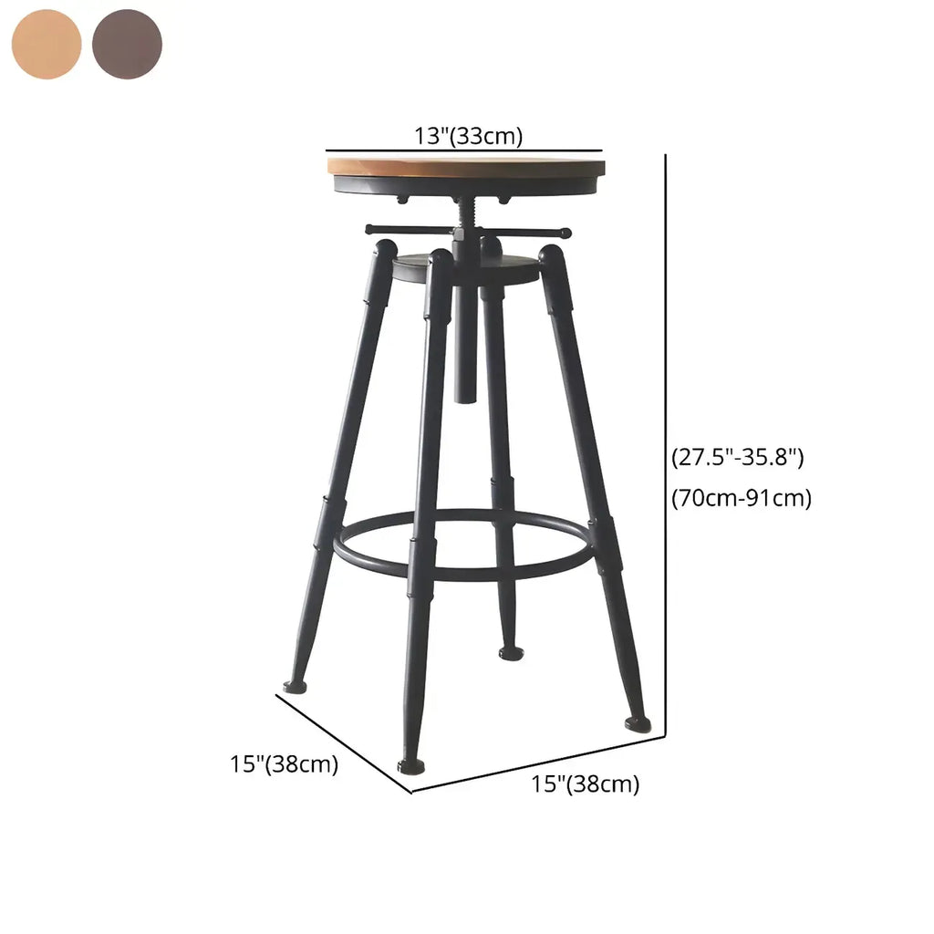 Tabourets de bar pivotants en métal et cuir de style industriel avec dossier