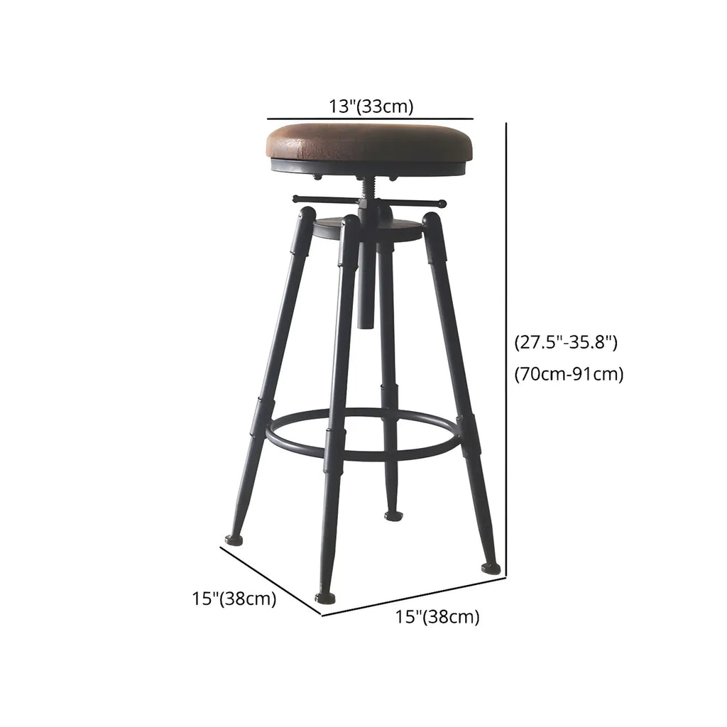 Tabourets de bar pivotants en métal et cuir de style industriel avec dossier