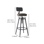 Tabourets de bar pivotants en métal et cuir de style industriel avec dossier