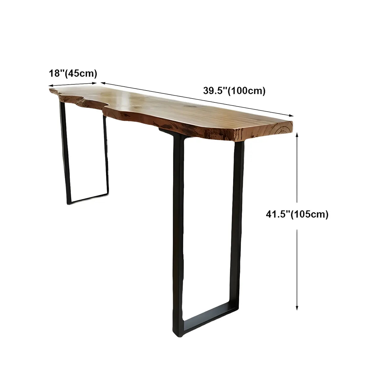 Table de bar moderne en bois brun et fer, style traîneau, pour pub