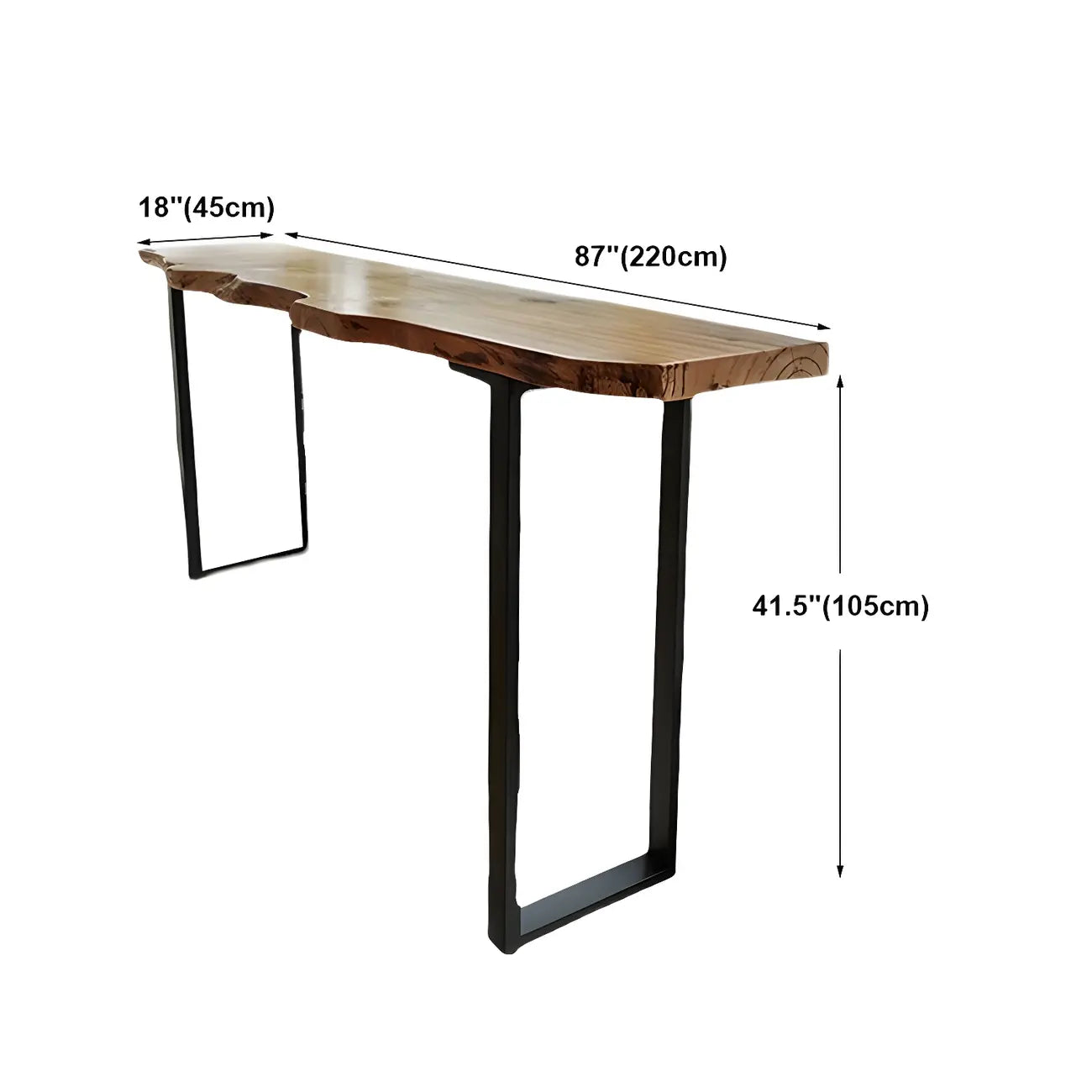 Table de bar moderne en bois brun et fer, style traîneau, pour pub