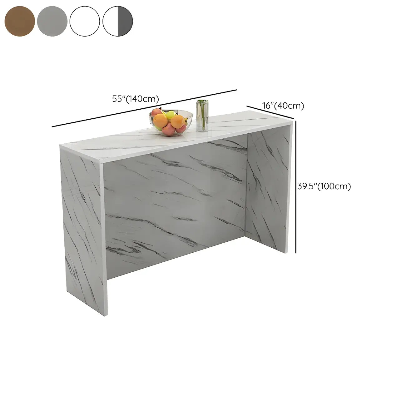 Table de bar rectangulaire blanche en bois pour salon