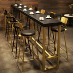 Tables de bar en bois de pin, métal noir et or, style glamour, avec repose-pieds