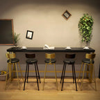 Tables de bar en bois de pin, métal noir et or, style glamour, avec repose-pieds