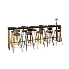 Tables de bar en bois de pin, métal noir et or, style glamour, avec repose-pieds