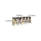 Tables de bar en bois de pin, métal noir et or, style glamour, avec repose-pieds