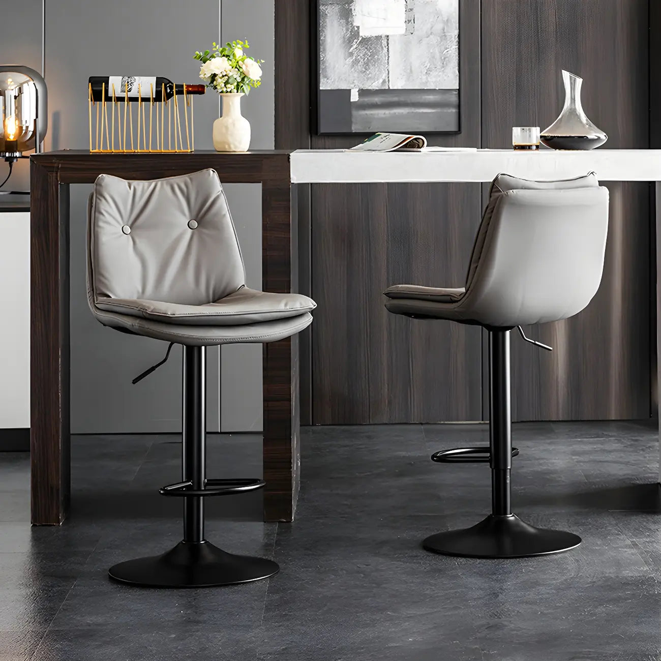 Tabourets de bar pivotants modernes en cuir réglables