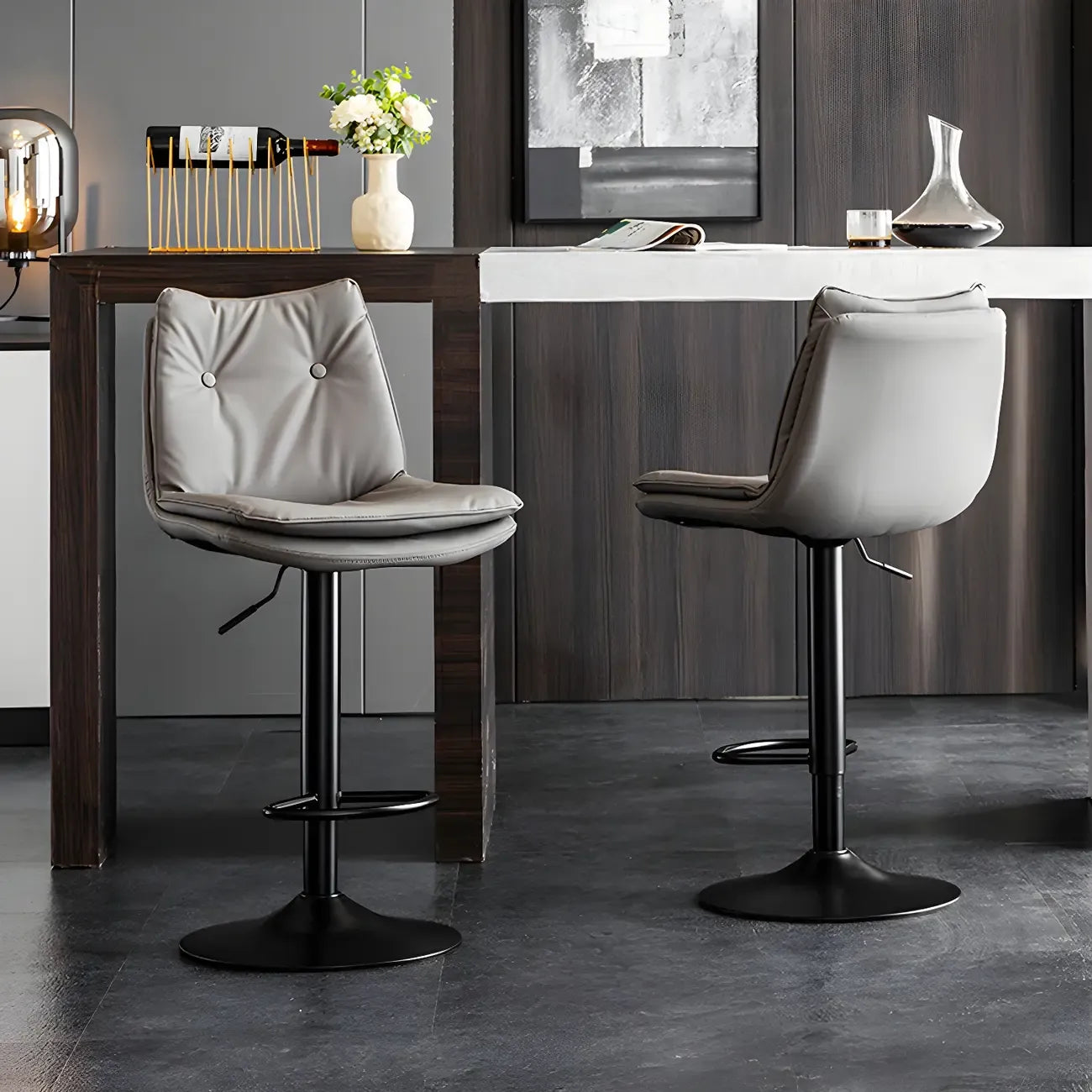 Tabourets de bar pivotants modernes en cuir réglables