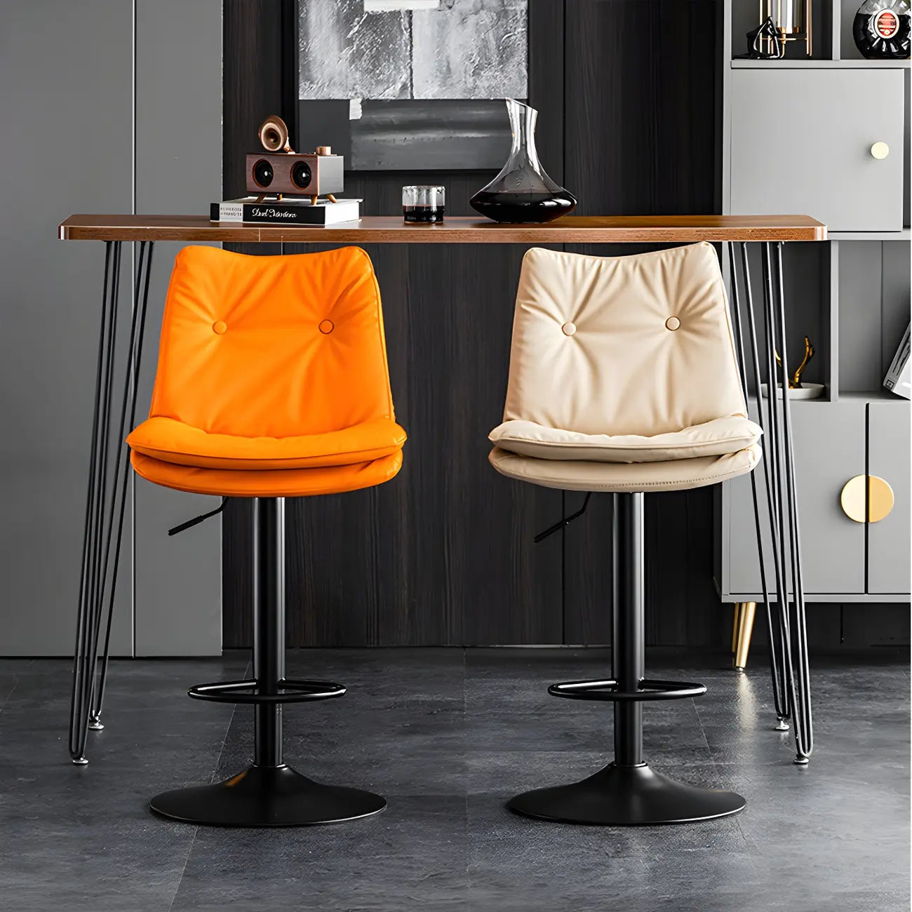 Tabourets de bar pivotants modernes en cuir réglables