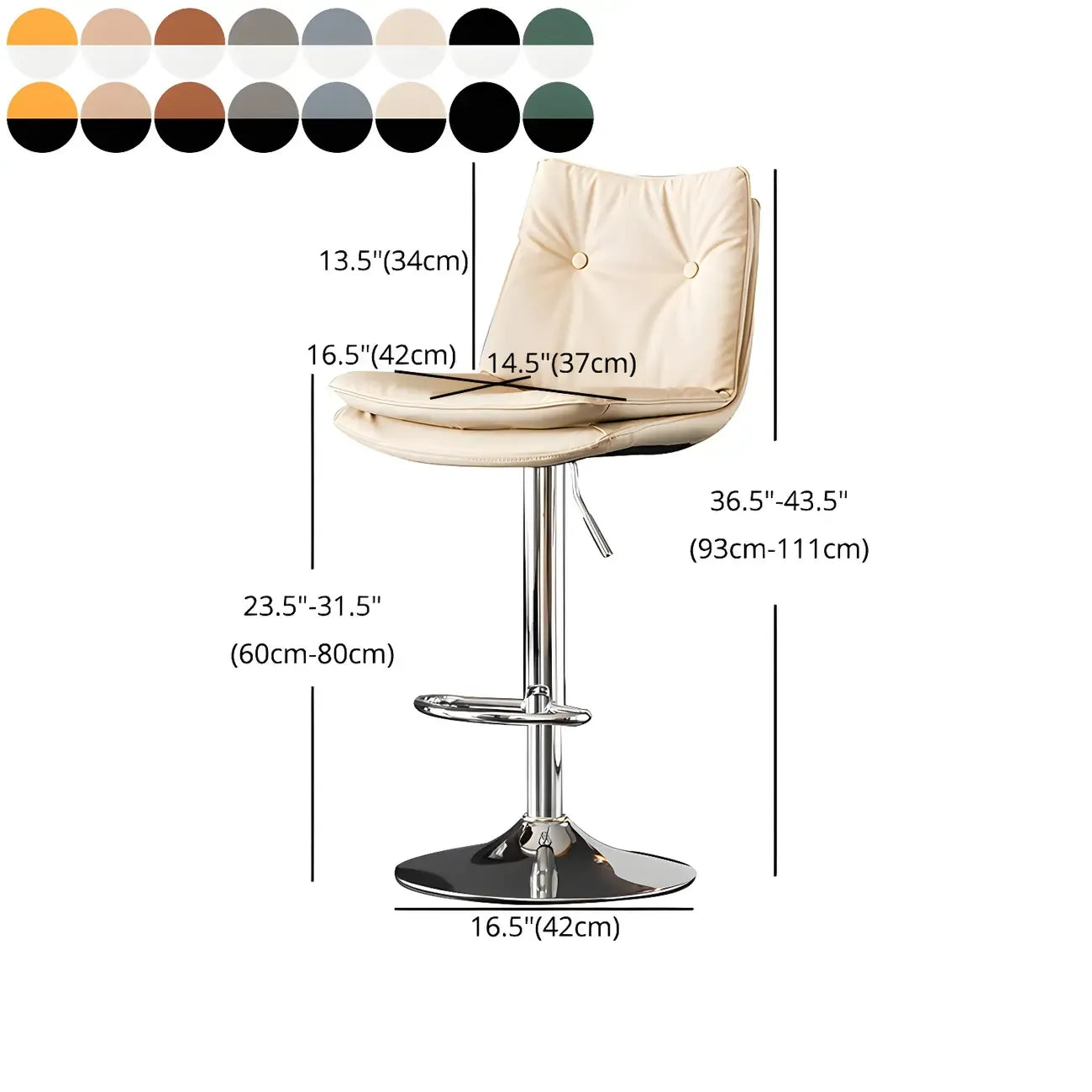Tabourets de bar pivotants modernes en cuir réglables