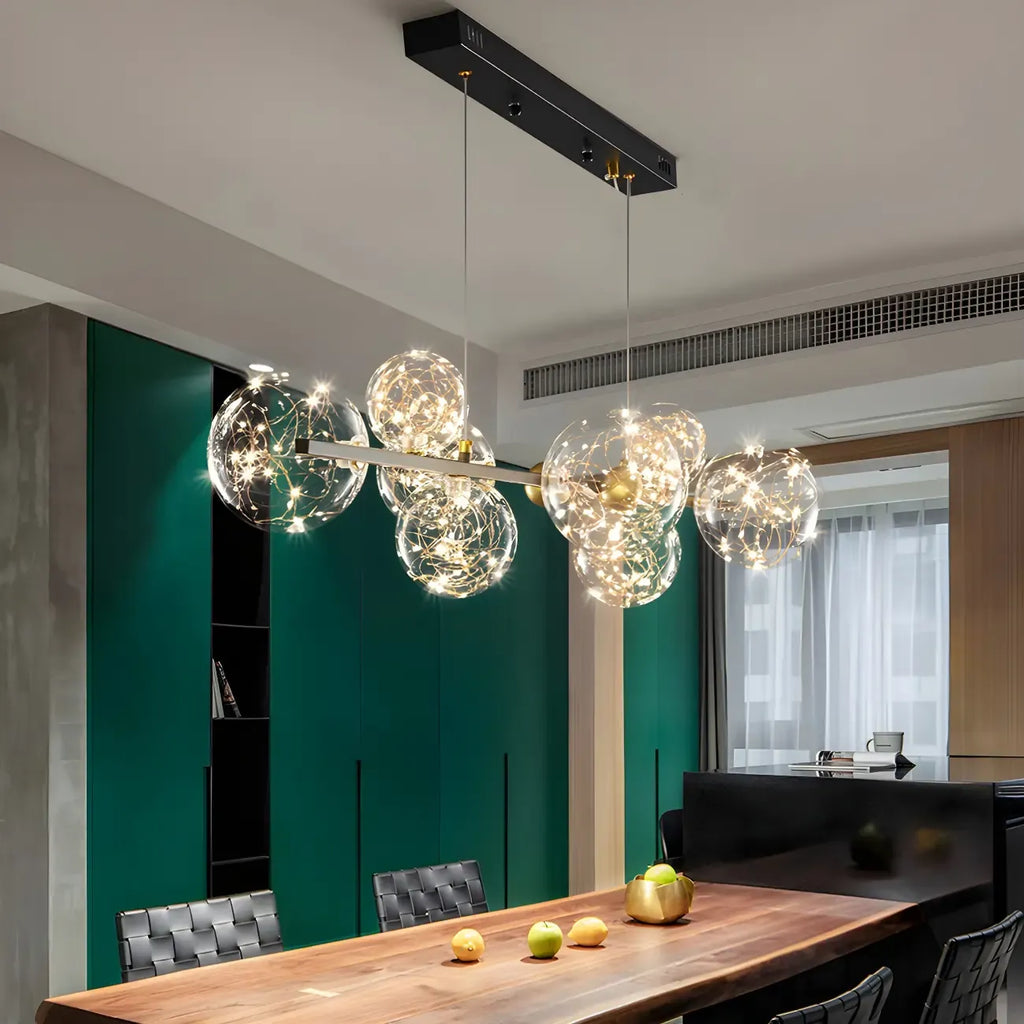 Lustre moderne en verre à 8 globes pour salle à manger