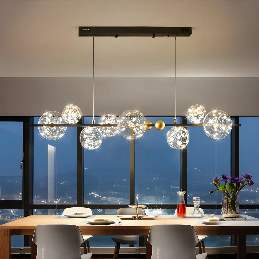 Lustre moderne en verre à 8 globes pour salle à manger
