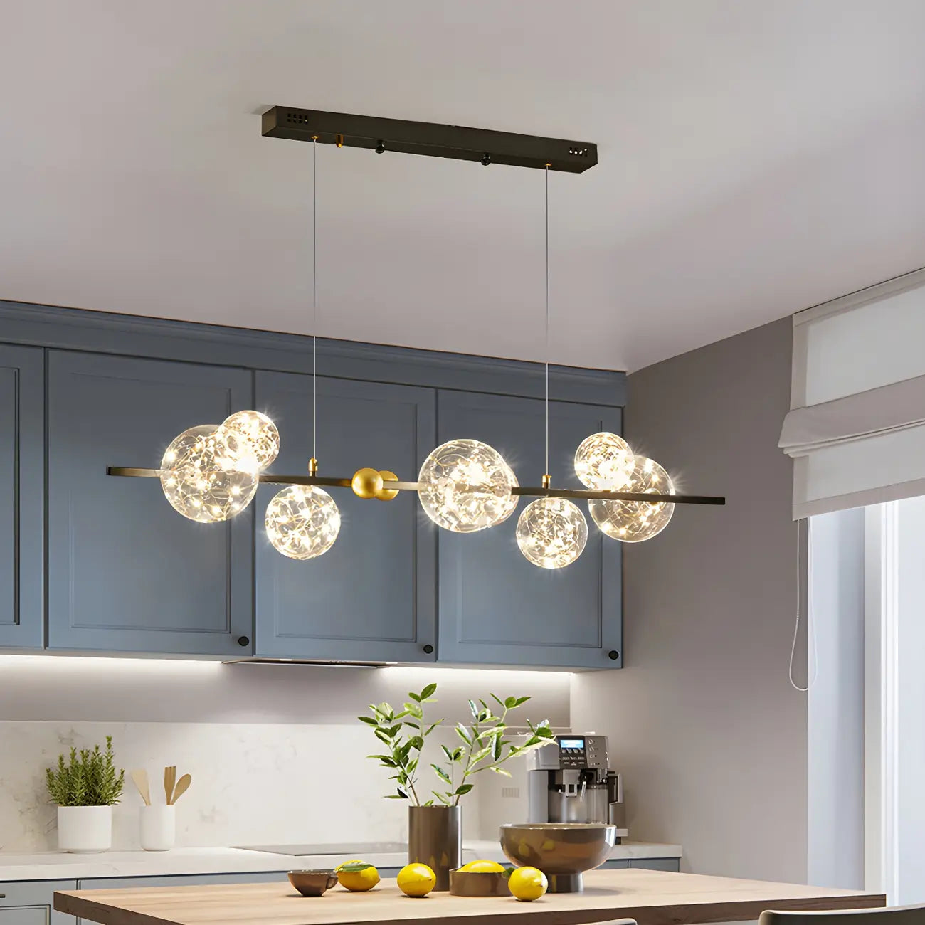 Lustre moderne en verre à 8 globes pour salle à manger