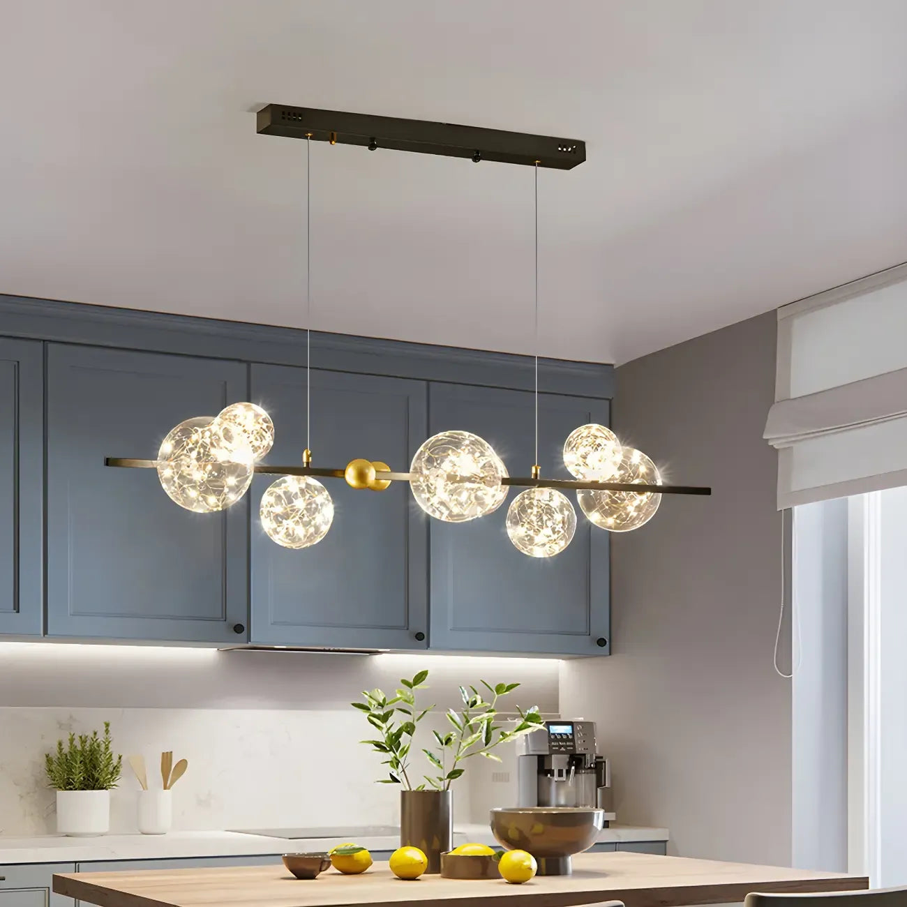 Lustre moderne en verre à 8 globes pour salle à manger