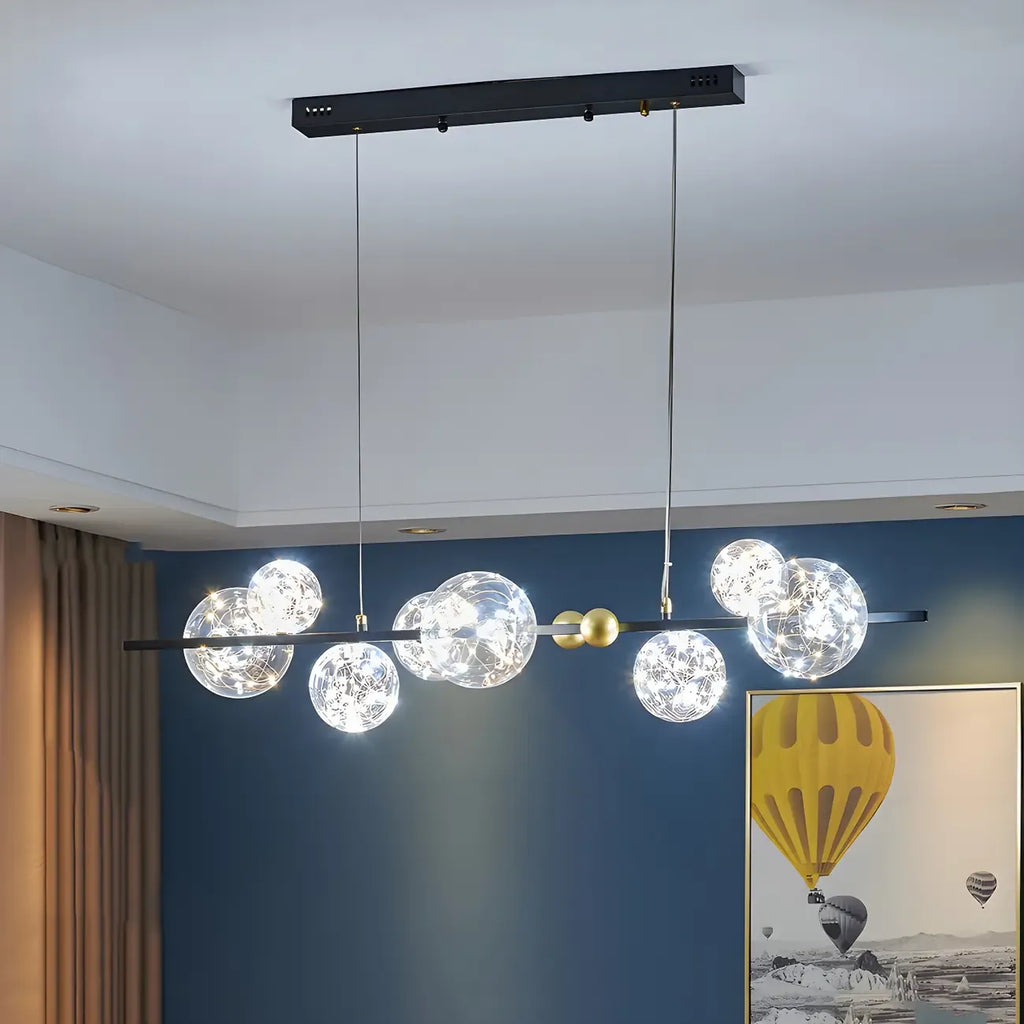 Lustre moderne en verre à 8 globes pour salle à manger