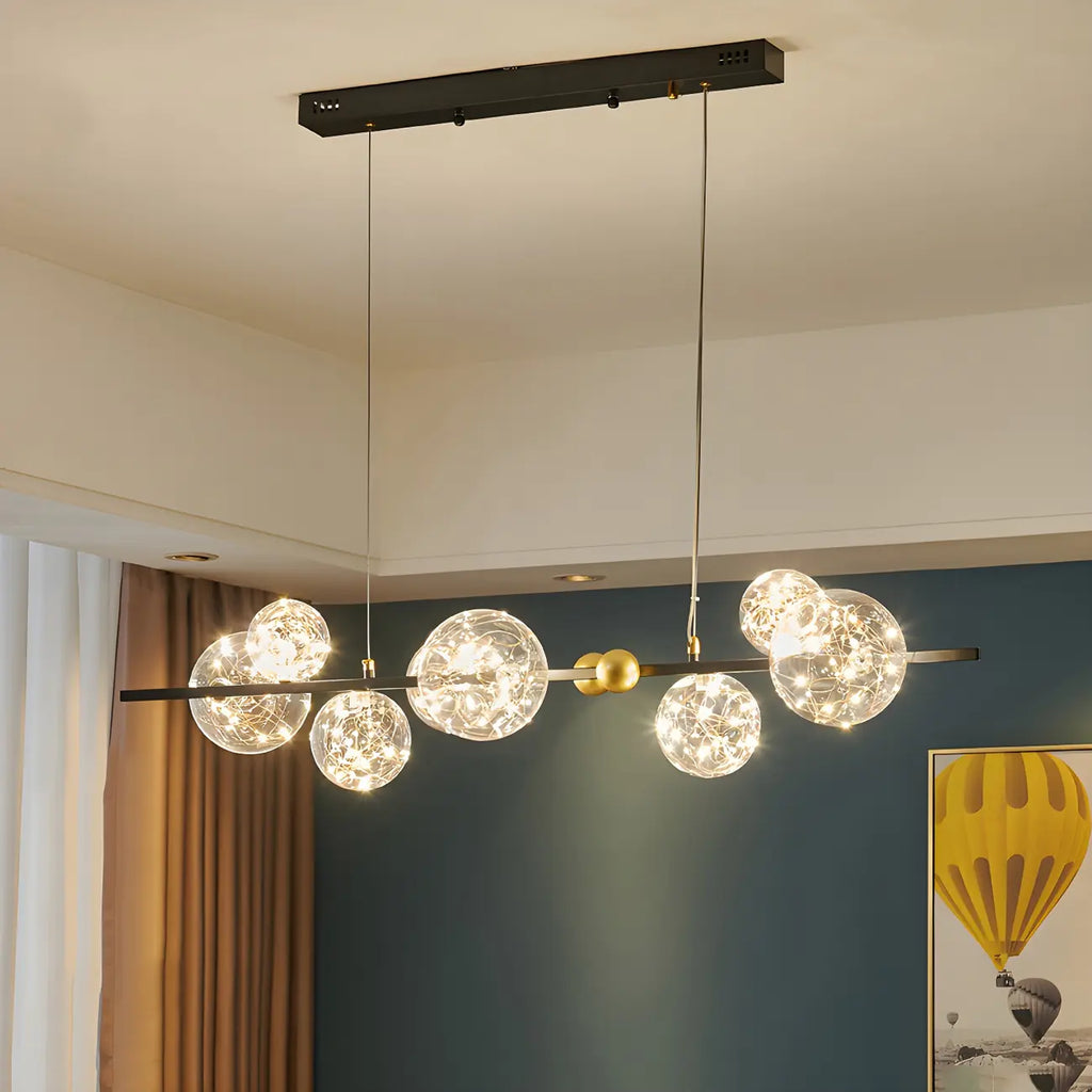 Lustre moderne en verre à 8 globes pour salle à manger
