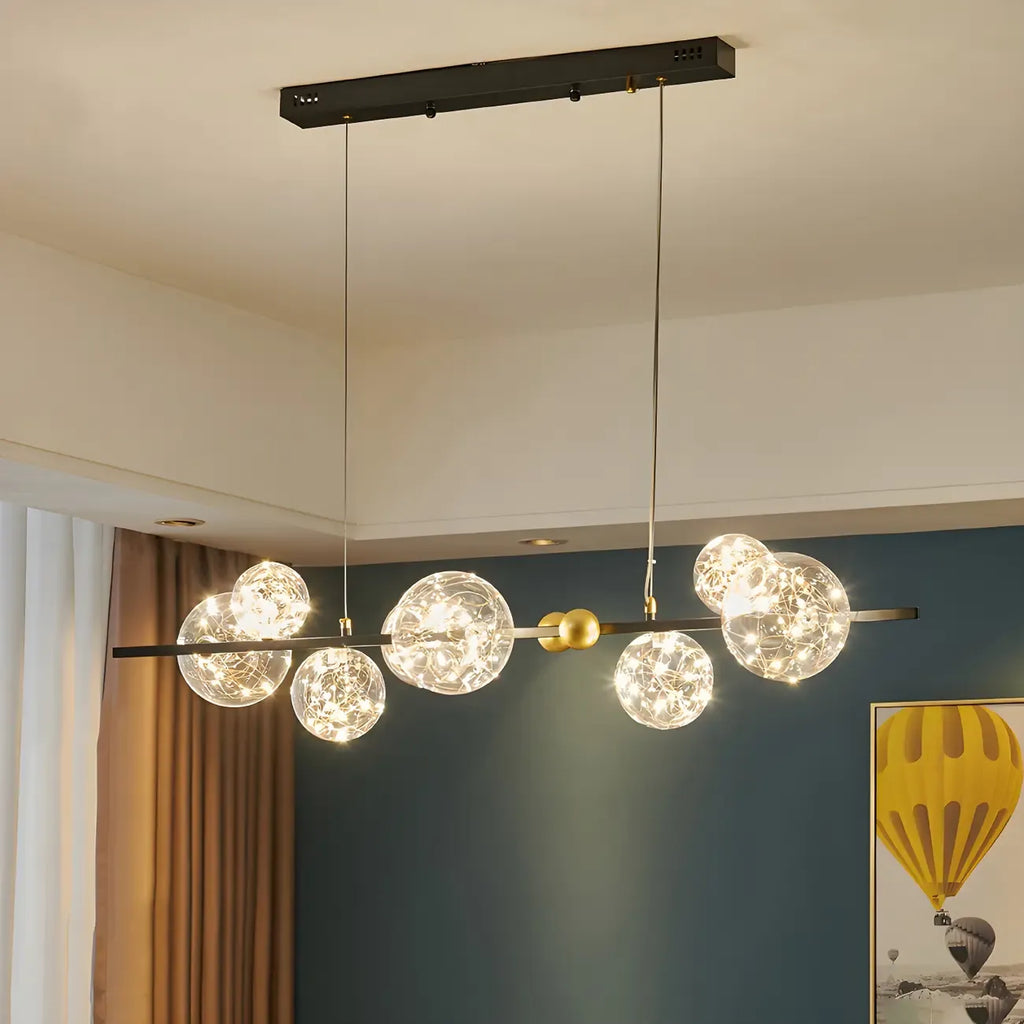 Lustre moderne en verre à 8 globes pour salle à manger