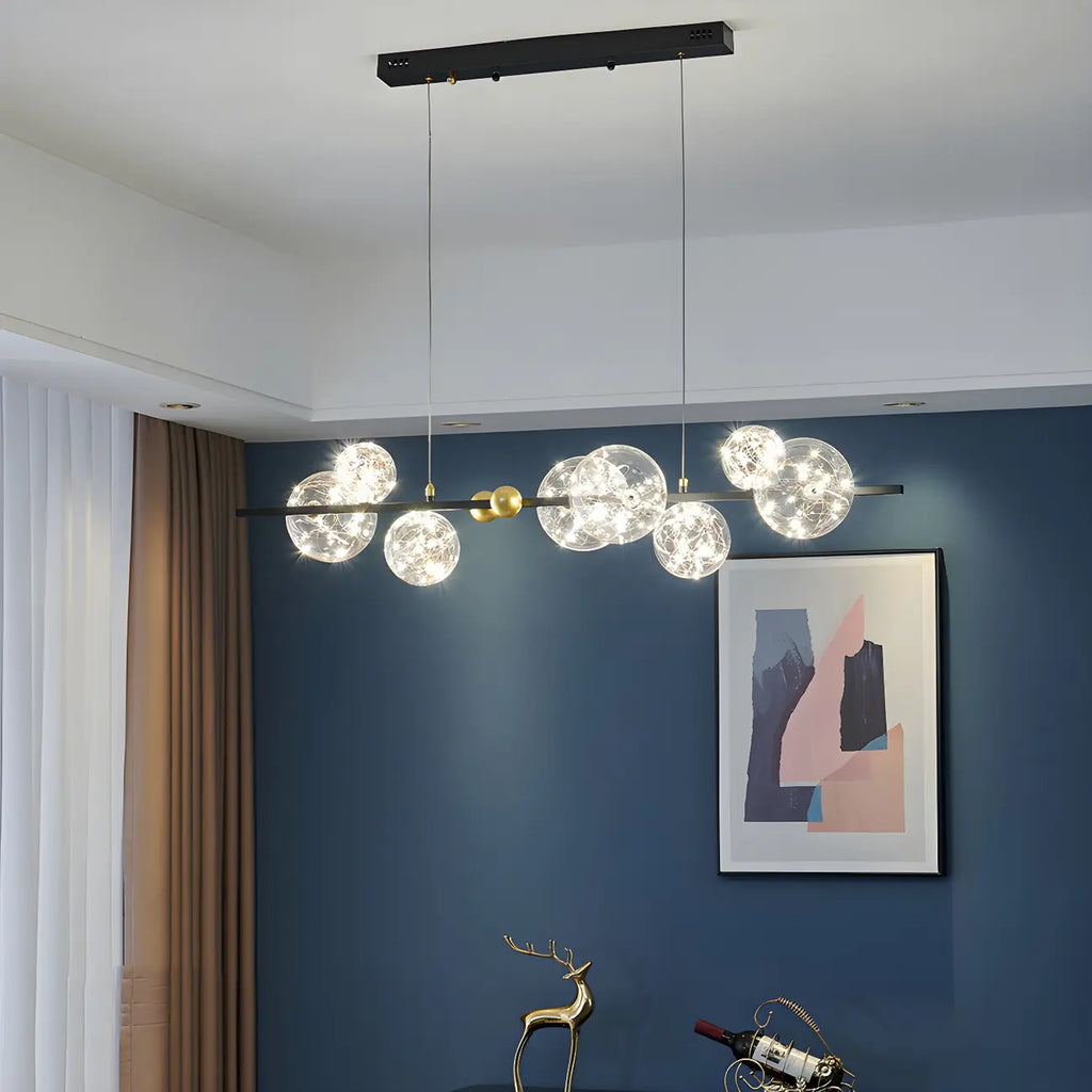 Lustre moderne en verre à 8 globes pour salle à manger