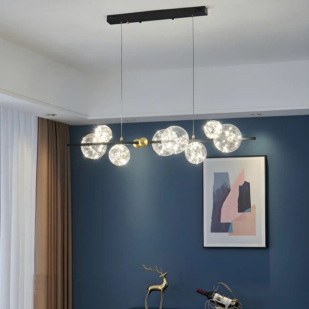 Lustre moderne en verre à 8 globes pour salle à manger