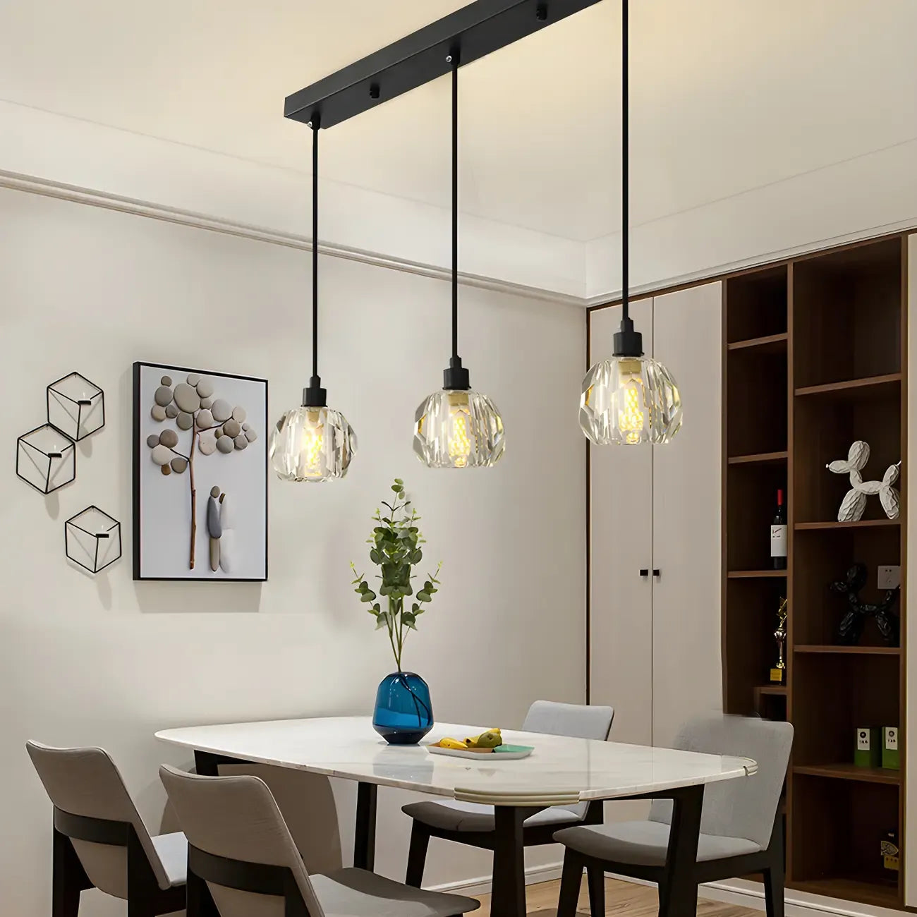 Luminaires modernes en cristal pour îlot de cuisine