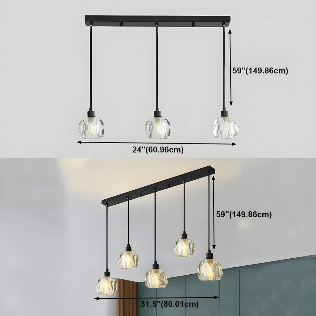 Luminaires modernes en cristal pour îlot de cuisine