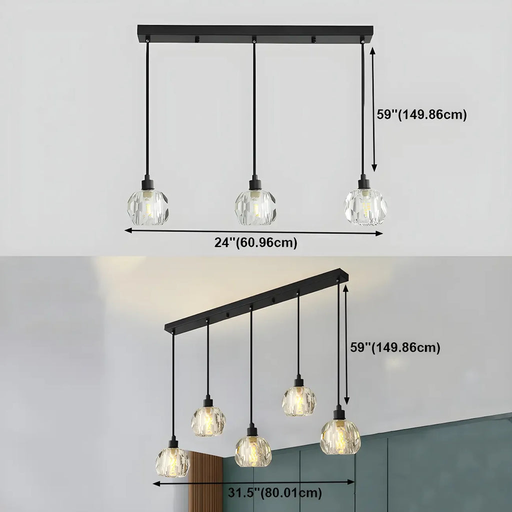 Luminaires modernes en cristal pour îlot de cuisine