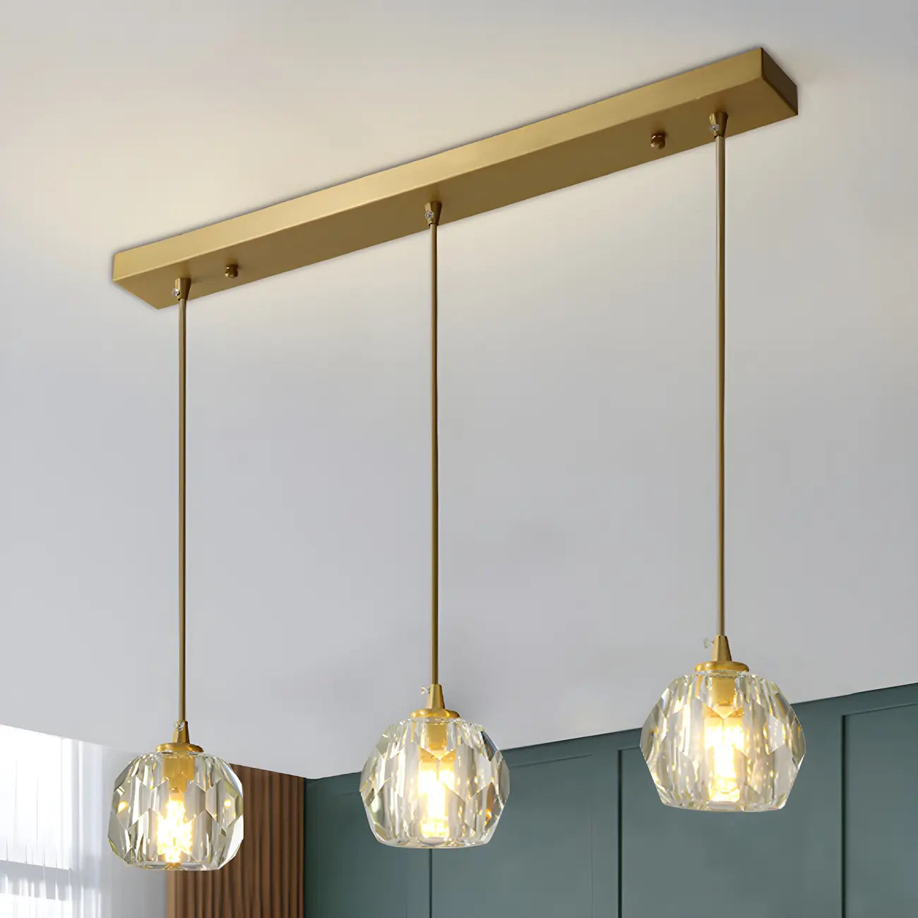 Luminaires modernes en cristal pour îlot de cuisine