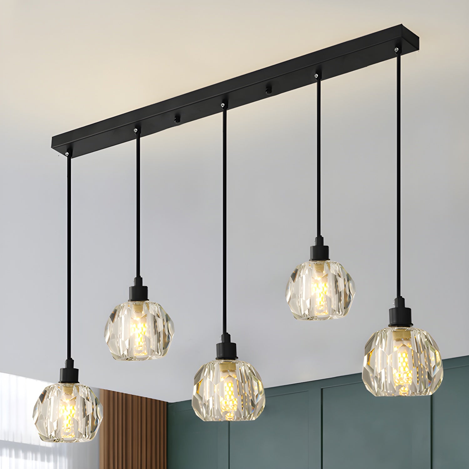 Luminaires modernes en cristal pour îlot de cuisine