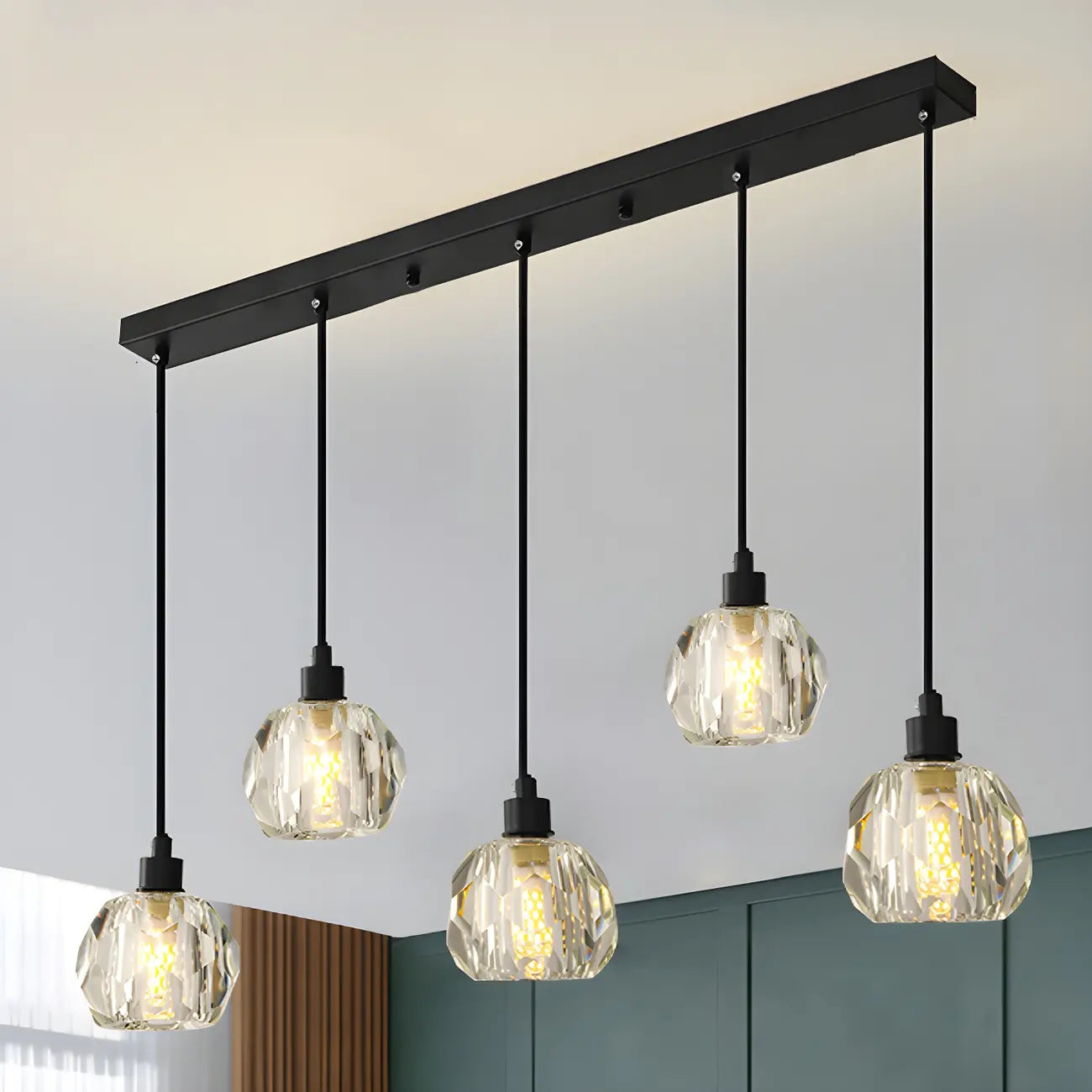 Luminaires modernes en cristal pour îlot de cuisine