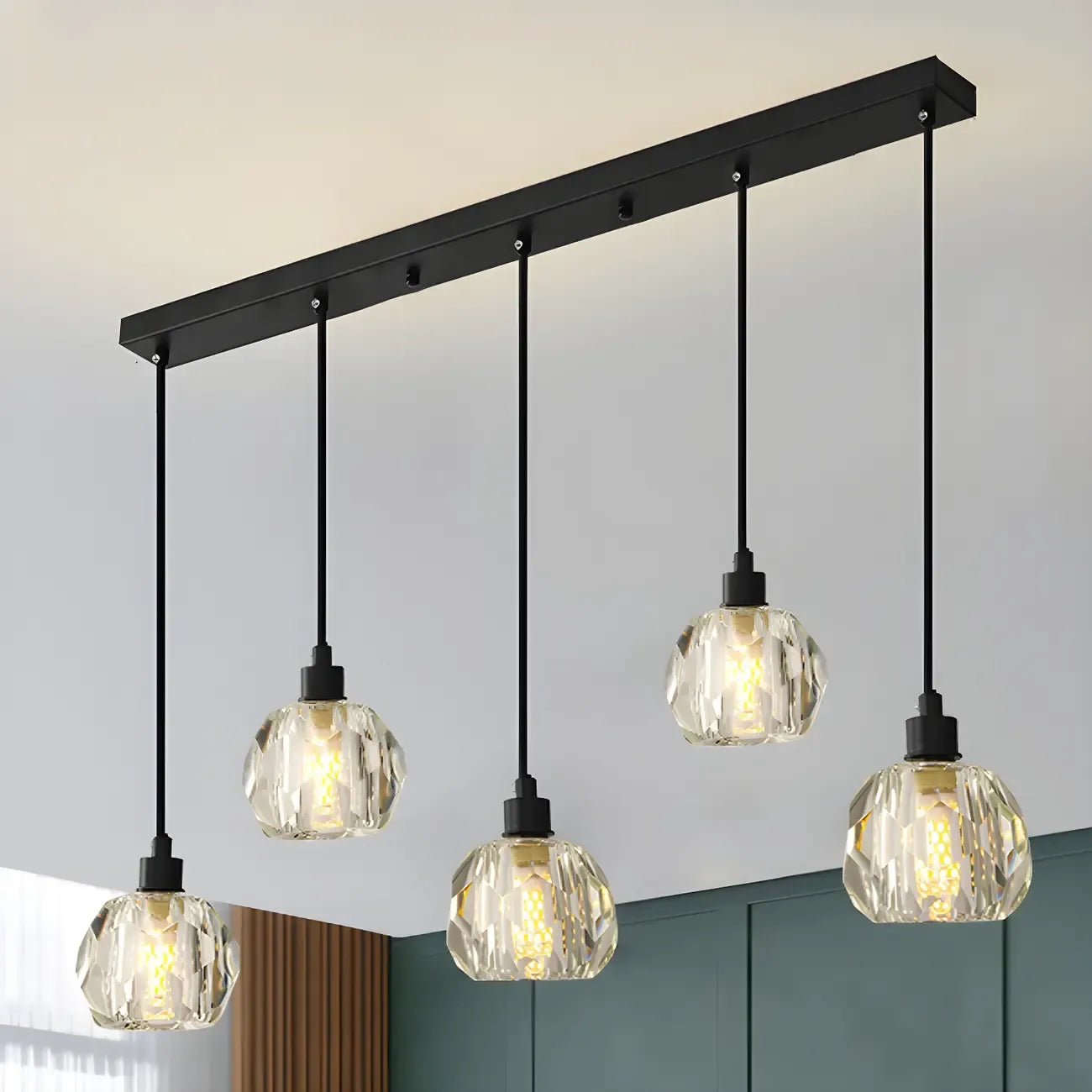 Luminaires modernes en cristal pour îlot de cuisine