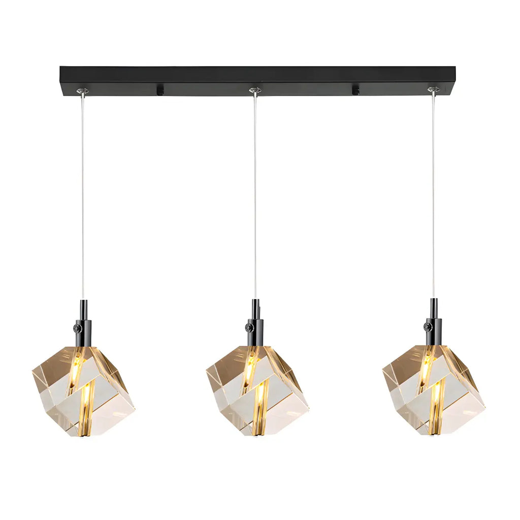 Suspension moderne en forme de cube de cristal pour îlot de cuisine