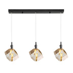 Suspension moderne en forme de cube de cristal pour îlot de cuisine
