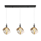 Suspension moderne en forme de cube de cristal pour îlot de cuisine