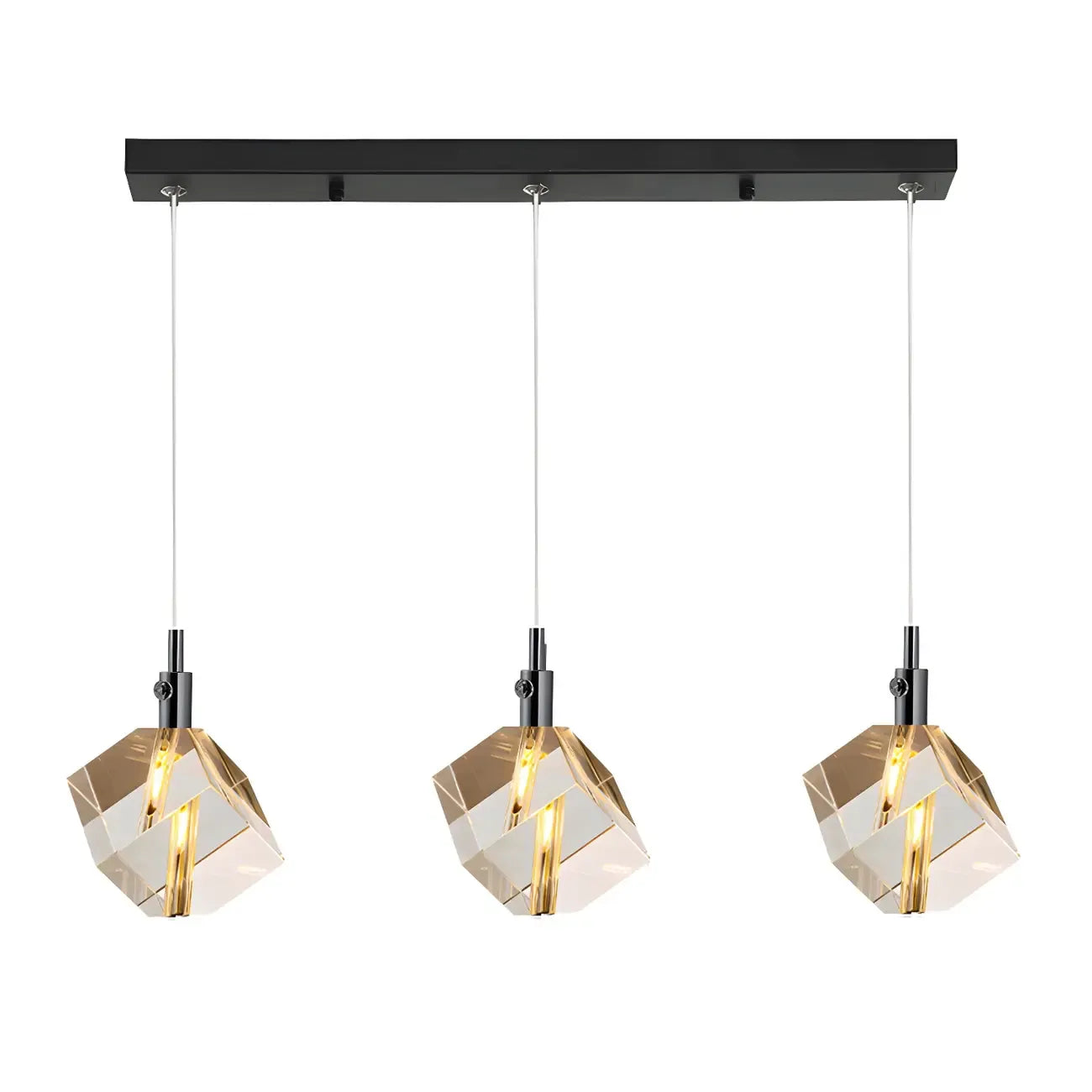 Suspension moderne en forme de cube de cristal pour îlot de cuisine